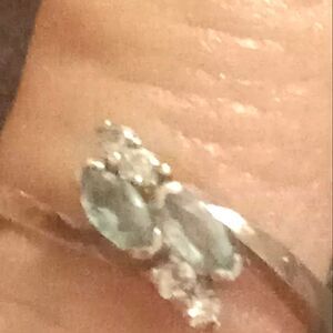 Vintage 925 ice blue topaz and diamond ring. Size 8